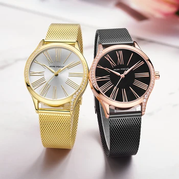 MINI DĖMESIO Moterų Laikrodžiai Top Brand Prabangius Kvarcas Aukso Žiūrėti Moterų Mados Nerūdijančio Plieno Moteriški Rankiniai Laikrodžiai Relojes Mujer