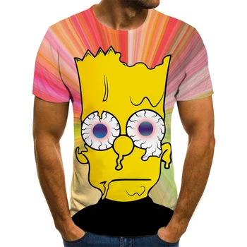 2020 Naujas 3D Juokinga Simpson Spausdinti vyriški ir moteriški marškinėliai Vasaros Naują Anime Įdomus Gatvės Mados Trumpas Rankovės Harajuku Hip-Hop Viršų