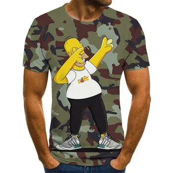 2020 Naujas 3D Juokinga Simpson Spausdinti vyriški ir moteriški marškinėliai Vasaros Naują Anime Įdomus Gatvės Mados Trumpas Rankovės Harajuku Hip-Hop Viršų