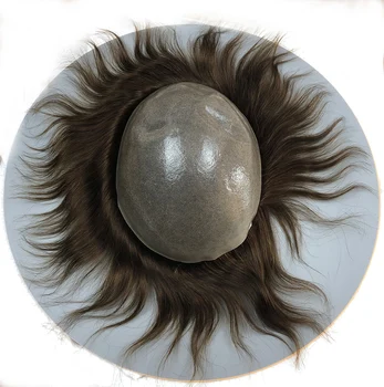 Plonos Odos 0.06 mm-0.08 mm Toupee Vyrų Plaukų Gabalus Endoprotezavimo Sistemos Indijos Vyrų Plaukų Perukas