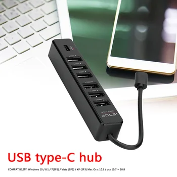 USB Koncentratorių, 4/7 Uosto Expander Adapteris USB 3.1 Hub Multi USB C Splitter Kelis Hub USB3.1 USB-Hub Nešiojamas PC EM88