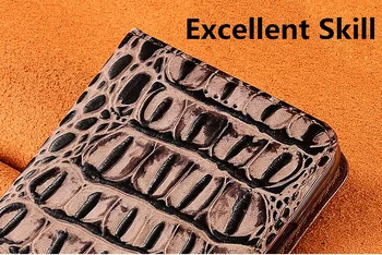Krokodilas modelio natūralios odos kortelės turėtojas flip case for Lenovo Vibe P2/Lenovo PHAB 2 Plius/Lenovo Vibe Kulka Z90 odinis dėklas