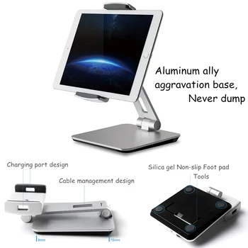 Universalus Smartphone & Tablet Stand, Aliuminio Desk Mount Turėtojas tinka 3.5-6.5 colių Smartfon, 7-13 colių iPad Mini Pro Oro