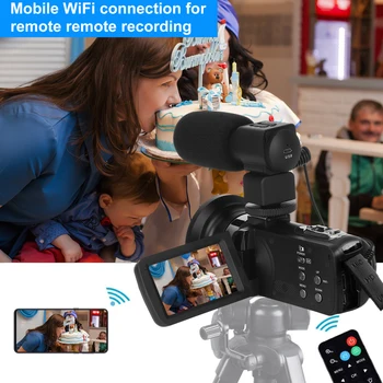 KOMERY 4K Vaizdo Kamera WIFI 48MP Transliacija už Youbute 16X 270 Laipsnių Sukimosi Jutiklinis Ekranas Naktinio Matymo HD Kamera, Diktofonas