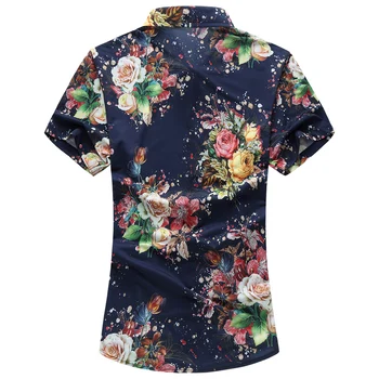 QUANBO Prekės ženklo Drabužių Havajai Vyrai Gėlių Marškiniai 2019 Naujas Vasaros Camisas homber Atsitiktinis Plius dydis 6XL 7XL vyriški trumpomis rankovėmis marškinėliai