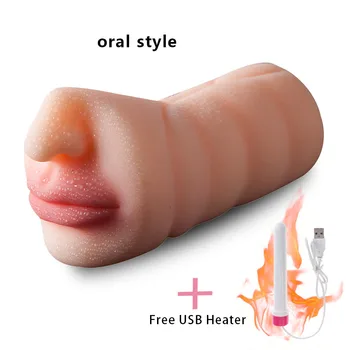 3 Stiliaus Vyrų Masturbator Taurės Vyrų Realus Makšties Nekilnojamojo Pūlingas su USB Šildymo Vibratorius Erotinis Žaislas Gėjų Oralinio Sekso Žaislai Vyras
