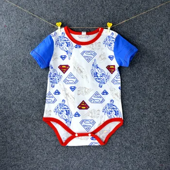 Vasarą cartoon trumpas rankovės Supermenas kapitonas Jungtinės amerikos valstijos, baby kailis, naujagimio nuskaitymo vaikų drabužiai