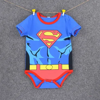 Vasarą cartoon trumpas rankovės Supermenas kapitonas Jungtinės amerikos valstijos, baby kailis, naujagimio nuskaitymo vaikų drabužiai