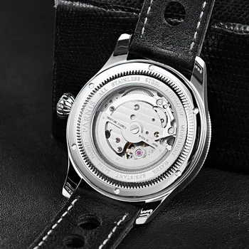 Atsitiktinis Parnis Vyrai Žiūrėti Laikrodžiai 43mm Sidabro Atveju Sapphire Kristalas Auto-Data Aukščiausios Klasės Prekės ženklo Vyrai Automatinis Žiūrėti Vyrų Valandą Laikrodis