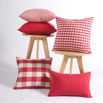 DUNXDECO Pagalvėlė Padengti Dekoratyvinės Pagalvės užvalkalą Cojines Rose Red Paprasta Patikrinti Juostele Verpalai Dažyti Tekstilės Sofa Coussin Kėdės Pagalvėlės