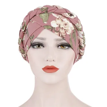 2020 Naujas Moterų Nerijos Turbaną Kepurės Gėlių Spausdinti Medvilnės Skarelė variklio Dangčio Kaktos Kryžiaus Afrikos Skrybėlę nešioti Musulmonų Hijabs