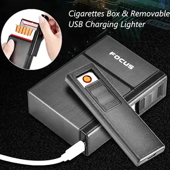 Kūrybos Cigarečių Atveju Lengvesni Verslo Nuimamas USB Elektroninis Žiebtuvėlis Įkrovimo Lengvesni Dūmų Dėžutę