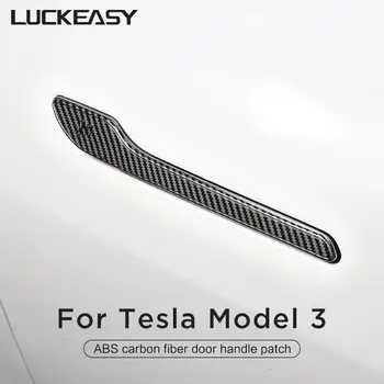 LUCKEASY automobilių reikmenys šildomi pakeitimo durų rankena apdailos juostelės, skirtos Tesla Modelio 3 durų apdailos lipdukai 4pcs/set