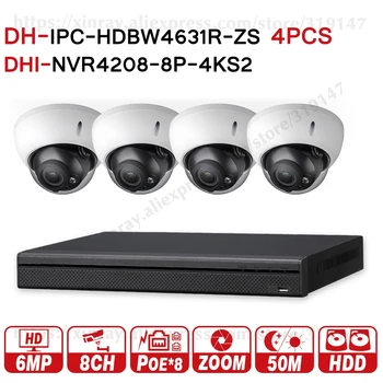 Dahua 6MP 8+4 CCTV Saugumo Sistemos 4Pcs 6MP Zoom POE IP vaizdo Kamera IPC-HDBW4631R-ZS & 8POE 4K NVR NVR4208-8P-4KS2 Priežiūros Rinkiniai