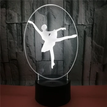 Baleto Šokėjas 3D Lempos Naktį Akrilo Lamparas USB LED Iliuzija Vaizdo Lempa, Namų Apšvietimas, Dekoro Spalva Keičiasi Touch Lavos Lamparas