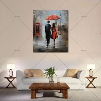 Raudonas Skėtis Romantiškas Paryžiaus Miesto Rankų darbo Naftos Tapyba ant Drobės Plakatas Sienos Nuotrauka už Kambarį Miegamojo Puošmena