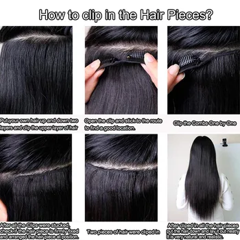Šiuolaikinės Rodo, Plaukų Brazilijos Remy Tiesūs Plaukai, Clip Žmogaus Plaukai Priauginimui Natūralių Spalvų 8 Vnt/Rinkiniai Perruque Visa Galva 120G
