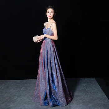 2020 Suosikki Moterų Gradientas Vakaro Suknelės China V Kaklo Kontrasto Spalvų Šalis Suknelė oficialų prom dresses suknelė