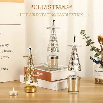 Kalėdų Nuotaika Šilumos Varomas Verpimo Candleholder Metalo Sukasi Šviesos Namuose, Kalėdos, naujieji Metai Žvakidė Kalėdų Dekoro