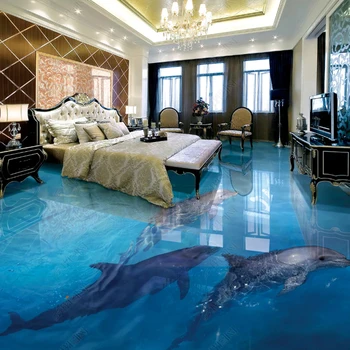 3D grindų lipdukas Delfinų Vandenynas Pasaulyje Vonios Kambarį vandeniui vinilo grindų plytelės sienų lipdukai