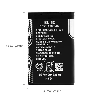 Išmanusis Telefonas baterija bl-5c, telefono baterija 3.7 v 1020mah 