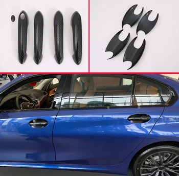 BMW 3 Serijos G20 2019 2020 M. Anglies pluošto stiliaus Apdaila Chromo Stiliaus Durų Rankenos Dubenėlį, Padengti Išorės Apdailos Lipdukai