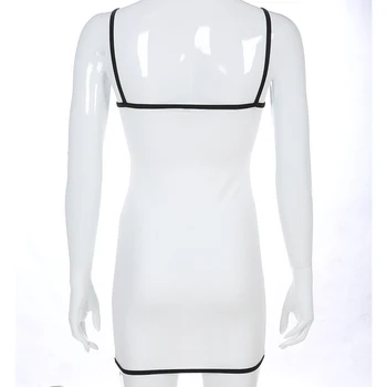 Darlingaga Mados Spageti Dirželis Baltas Vasaros Suknelė Mini Sundress Pusėje Juostele Bodycon Atsitiktinis Suknelė 2020 Naujos Suknelės Moterims