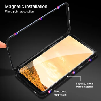 Prabangus Magnetinis Magnetas Atveju, Samsung Galaxy Note9 S8 S9 Plus Metalo Buferiai Galinį Telefono Dangtelį iPhone11 Pro XR XS MAX 8 Plius