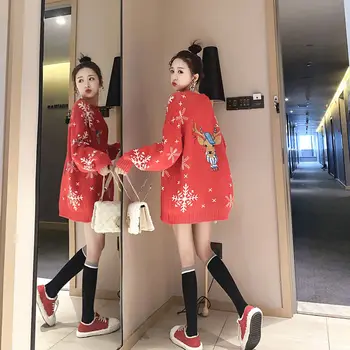 Kalėdų Sunkiosios Pramonės Siuvinėjimo Megztinis Moterų 2020 M. Rudens Ir Žiemos Naujas Raudonas Megztinis Korėjos Užsienio Stiliaus Megztinis Studentams