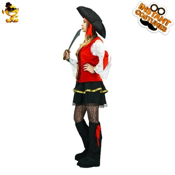 Seksualus, Moterų Ir Vyrų Piratų Drabužių, Kostiumų Vaidmenų Žaidimas Helovinas Fancy Dress Suaugusiųjų Raudona Piratų Dress Kostiumai