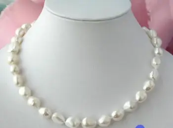 Gamtos 11-13mm balta baroko gėlo vandens dirbtiniu būdu išaugintų perlų vėrinį 46CM>granulių žavesio kūno papuošalų, žavesio papuošalai