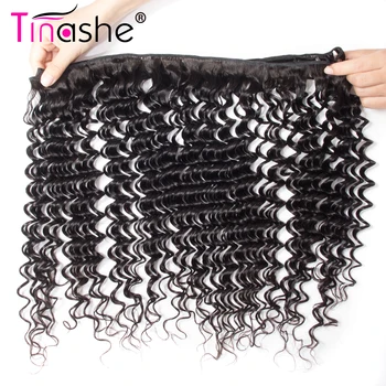 Tinashe Plaukų Brazilijos Giliai Banga Ryšulius Su Uždarymo HD Skaidrus Nėriniai Uždarymo Remy Human Hair Garbanotas 3 Ryšulius Su Uždarymo