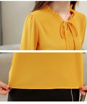 Mados moteriški viršūnes ir palaidinės 2021 ilgomis rankovėmis 3XL 4XL plius dydis moterų marškiniai gėlių siuvinėjimas šifono palaidinė marškinėliai 1645 50