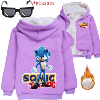 Sonic ežys Žiemą Vilnos Liemenės Berniukas Hoodies Vaikų Drabužiai mergaitėms su Gobtuvu Šiltas Švarkelis, Viršutiniai drabužiai Kūdikiams, Vaikams, Paltai