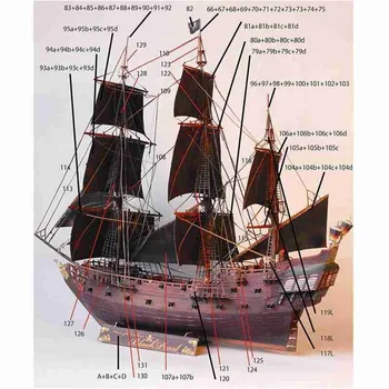 1:200 Karibų Black Pearl Senovės Buriavimo Burlaivis Karo Papercraft Laivo Juokinga 