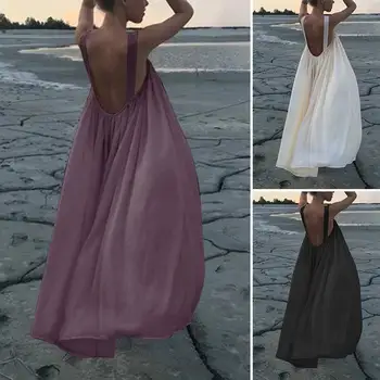 Kietojo Maxi Vestidos ZANZEA Bohemijos Backless Suknelė Vasaros Moterų Suknelės, Seksualus Spagečiai Dirželiai Ilgai Sundress Atsitiktinis Paplūdimio S-5XL
