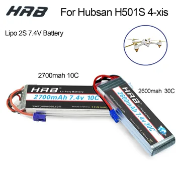 HRB RC Lipo 2s Hubsan H501S 4X baterijos 7.4 V 2600mah 2700mah 10C 30C EB2 Baterija Drone Akku Li-Polimero Dėl Sraigtasparnių Orlaivių