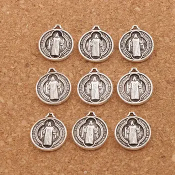 Šventojo Benedikto Medalis Kryžiaus Sentia Žavesio Karoliukai 100vnt MIC 13.2x15mm cinko lydinys, Karolius, bižuterijos 