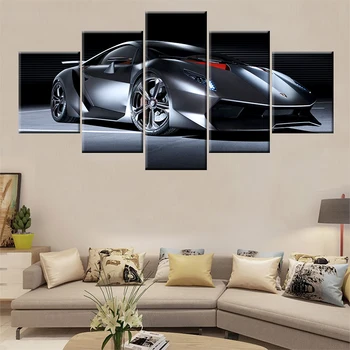 Drobė Paveikslų Sportinis Automobilis Lamborghini Sienos Meno Pagrindų Namų Dekoro 5 Gabalus HD Spausdinti Dekoratyvinis Nuotrauką Kambarį
