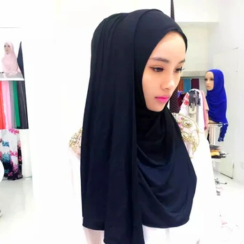 Musulmonų hijab Modalinis vientisos Spalvos Momentinių turbaną Skarelė Islamo Galvos dėvėti