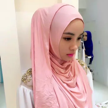Musulmonų hijab Modalinis vientisos Spalvos Momentinių turbaną Skarelė Islamo Galvos dėvėti
