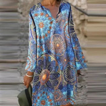 2020 M. Moteris Vintage Modelis Print-Line Suknelė Rudenį Elegantiškas V-Kaklo Šalis Suknelės Moterų Atsitiktinis Ilgomis Rankovėmis, Purus Suknelė Vestido