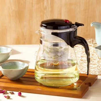 Aukštos kokybės Stiklo arbatinukas virdulys, Kavos Gongfu Teaset Paspauskite AUTO-ATIDARYTI Meno žaliosios arbatos Puodelis su Infuser Kiaurasamtis Arbatos priedai