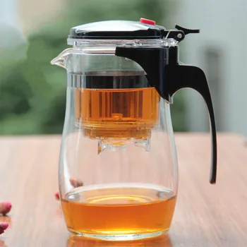 Aukštos kokybės Stiklo arbatinukas virdulys, Kavos Gongfu Teaset Paspauskite AUTO-ATIDARYTI Meno žaliosios arbatos Puodelis su Infuser Kiaurasamtis Arbatos priedai