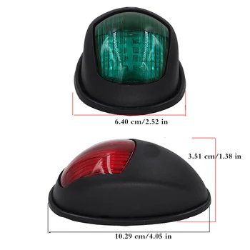 Universali Jūrinė Valtis Navigacijos Žibintas Juodas/Baltas Korpusas ABS Plastikas Signalo Lemputė 12V Raudonas ir Žalias LED