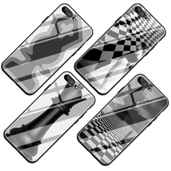 Juoda ir balta šachmatų lenta Grūdintas Stiklas Case for iphone 5 5s SE 2020 6 6s 7 8 plus X XR XS 11 12 pro Max 12 Mini Galinį Dangtelį