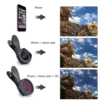 APEXEL Pro Fotoaparato Objektyvą Rinkinys 16mm 4k Plataus Kampo Objektyvas su CPL Filtras Universalus HD Mobilusis Telefonas Lęšis iPhone 7 6S Plius Xiaomi