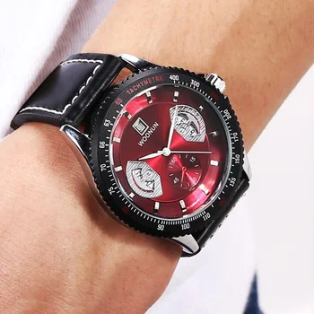 Naujas Vyrų Laikrodžiai Mados RacingCar Dizainas Raudona Paviršius Vyrų Sporto Laikrodžiai Odos Juosta Data Kvarciniai Laikrodžiai relogio masculino