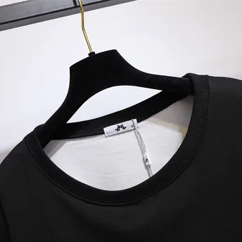 Naujas 2021 m. pavasarį, rudenį plius dydis viršūnes moterų dideli laisvi ilgomis rankovėmis medvilnės juoda pilka kratinys T-shirt 3XL 4XL 5XL 6XL 7XL