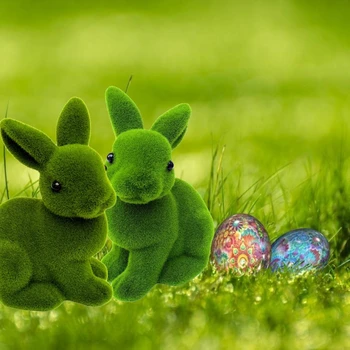 Easter Bunny Dirbtinių Augalų Žalia, Flocking Žaislai, Rankų Darbo Žolės Gyvūnų Triušis Padengia Šalis, Sodo Namų Papuošalas Gimtadienio Dovana